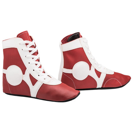 Купить Обувь для самбо SM-0102, кожа, красный Rusco в Петроввале 