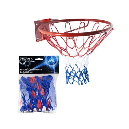 Купить Сетка баскетбольная Torres, нить 4 мм, бело-сине-красная в Петроввале 