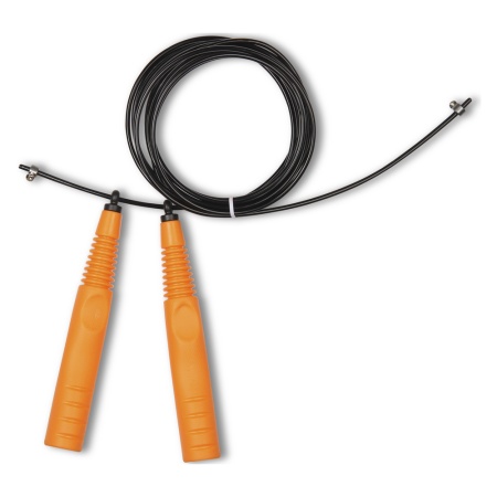 Купить Скакалка высокооборотная Кроссфит стальной шнур в оплетке 2.9 м чёрно-оранжевая в Петроввале 